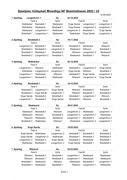Volleyball-Spielplan Bezirksklasse, Seite 1 (größere Ansicht)